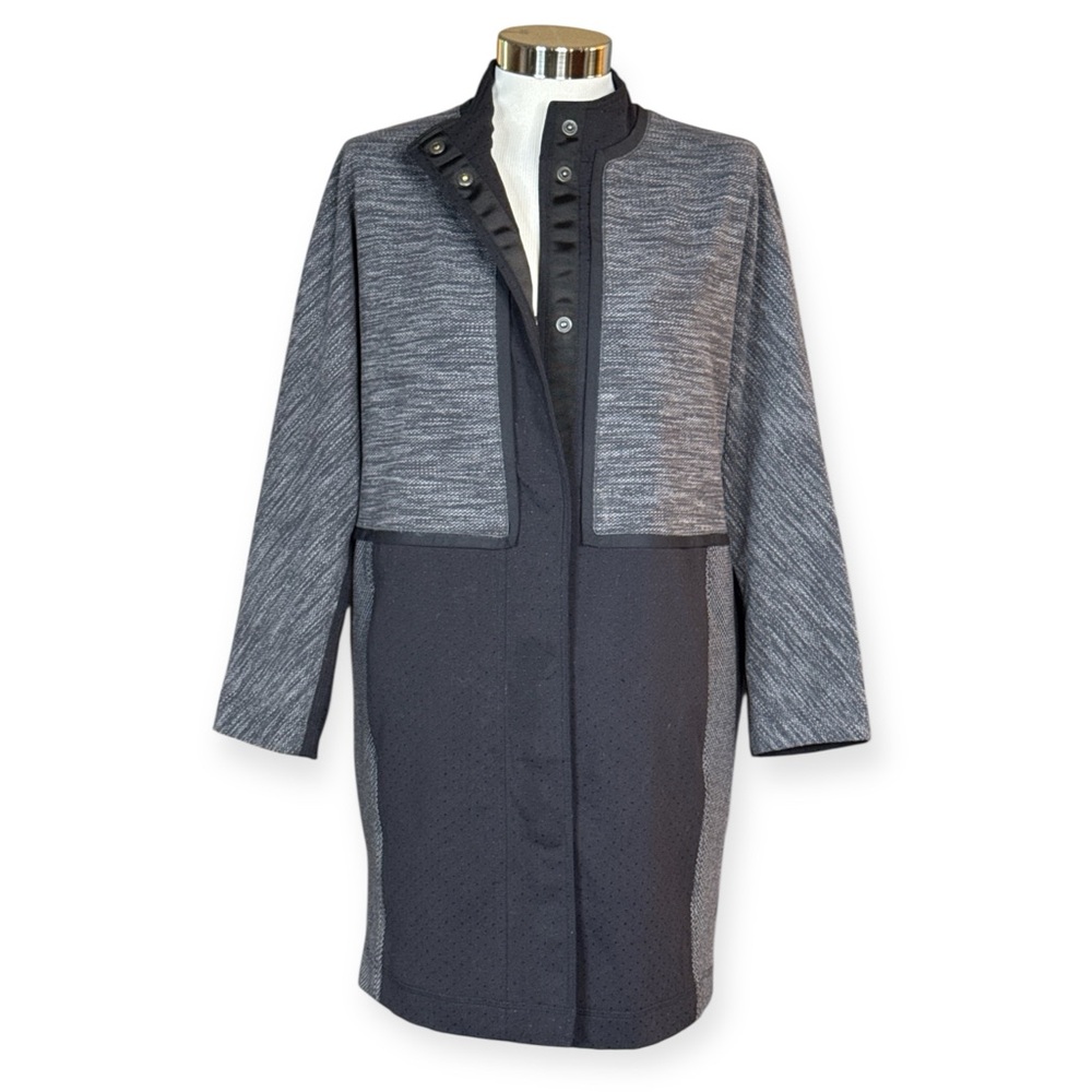 LULULEMON XS SHINE DOT BLACK DIAMOND JACQUARD SPACE DYE BLACK COCOON CAR COAT - Picture 3 of 14